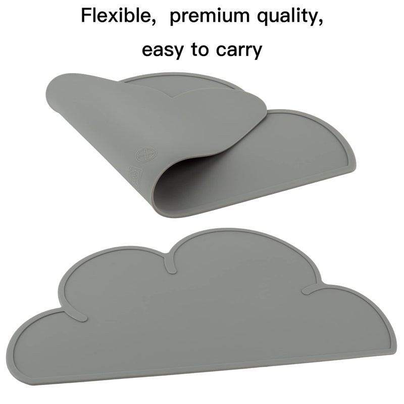 DesignSter Pet Food Matsâ€“Dog Cat Feeding Mat Top Grade Cloud Silicone Pad Anti-Slip Waterproof Anti-Slip Bowl Placemat (Dark Gray) - Image 4